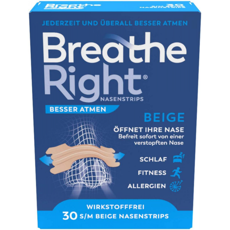 Besser Atmen Breathe Right 30 Nasenpflaster normal beige