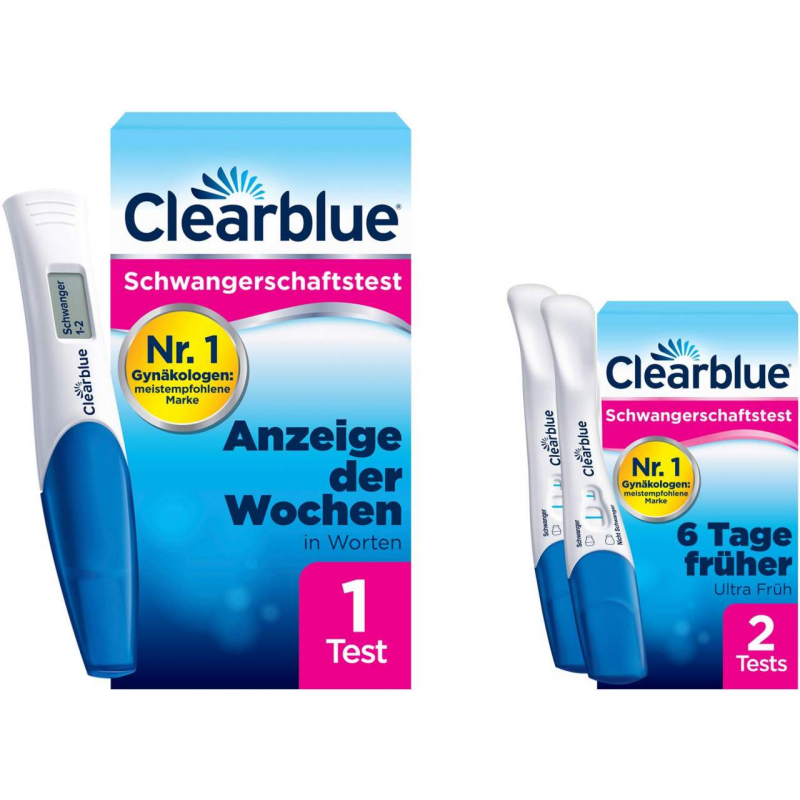 Clearblue Schwangerschaftstest digital mit Wochenbestimmung 1 St + Clearblue Schwangerschaftstest frühe Erkennung 2 St