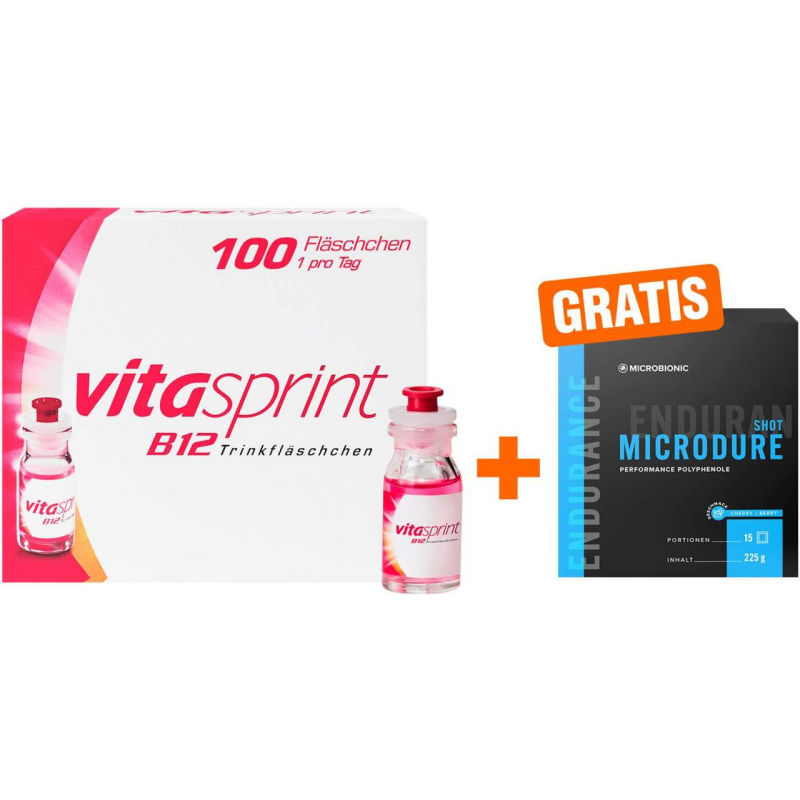 Vitasprint B12 30 Trinkfläschchen + gratis Microbionic Microdure Shot 15 Sachets