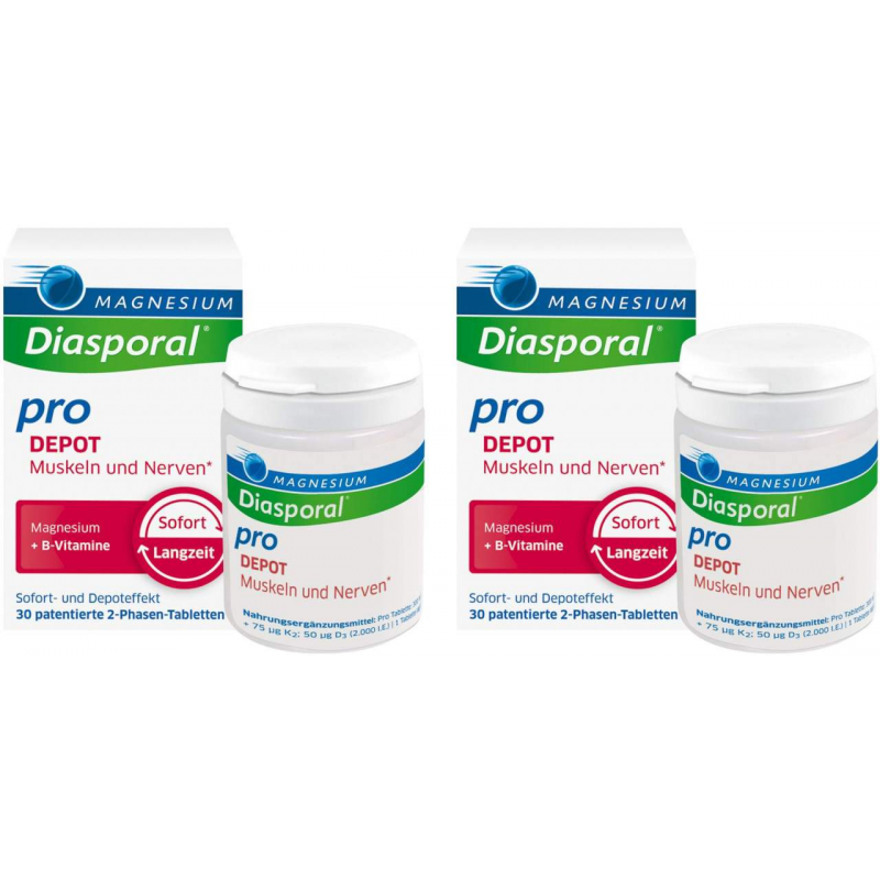 Magnesium Diasporal Pro DEPOT Muskeln und Nerven Tabletten 2 x 30 Stück
