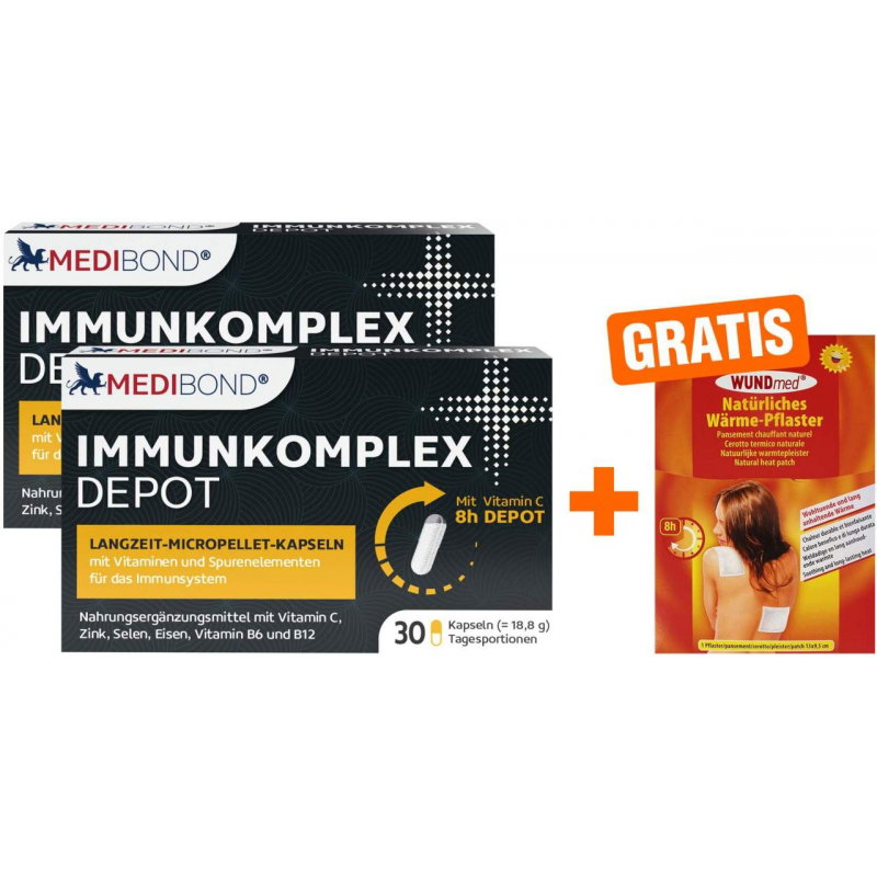 Immunkomplex Depot Medibond 2 x 30 Kapseln + gratis Wärmepflaster 13 x 9,5 cm 1 Stück