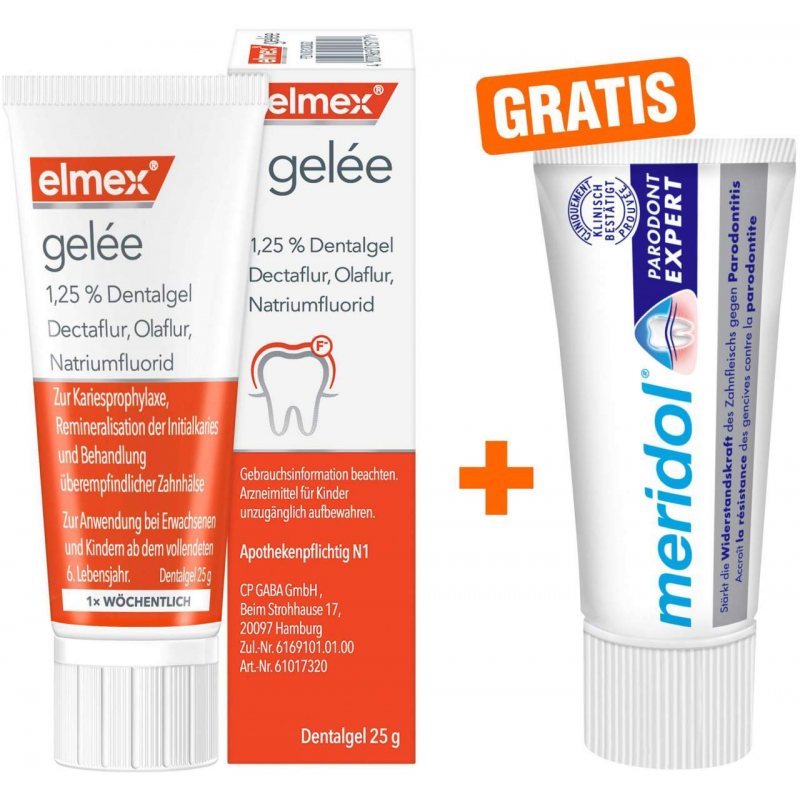 Elmex Gelee 25 g + gratis Meridol Paradont Expert Zahnpasta 20 ml