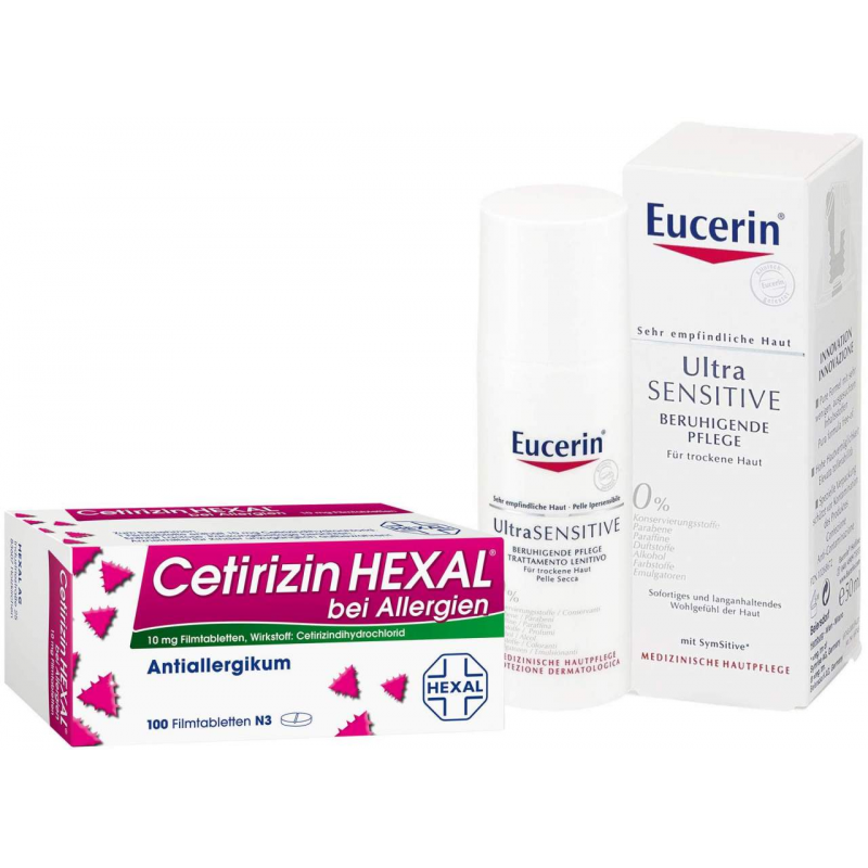 Cetirizin Hexal 100 Filmtabletten + Eucerin UltraSensitive Creme 50 ml