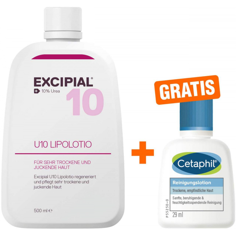 Excipial U 10 Lipolotion 500 ml + gratis Cetaphil Reinigungslotion 29 ml