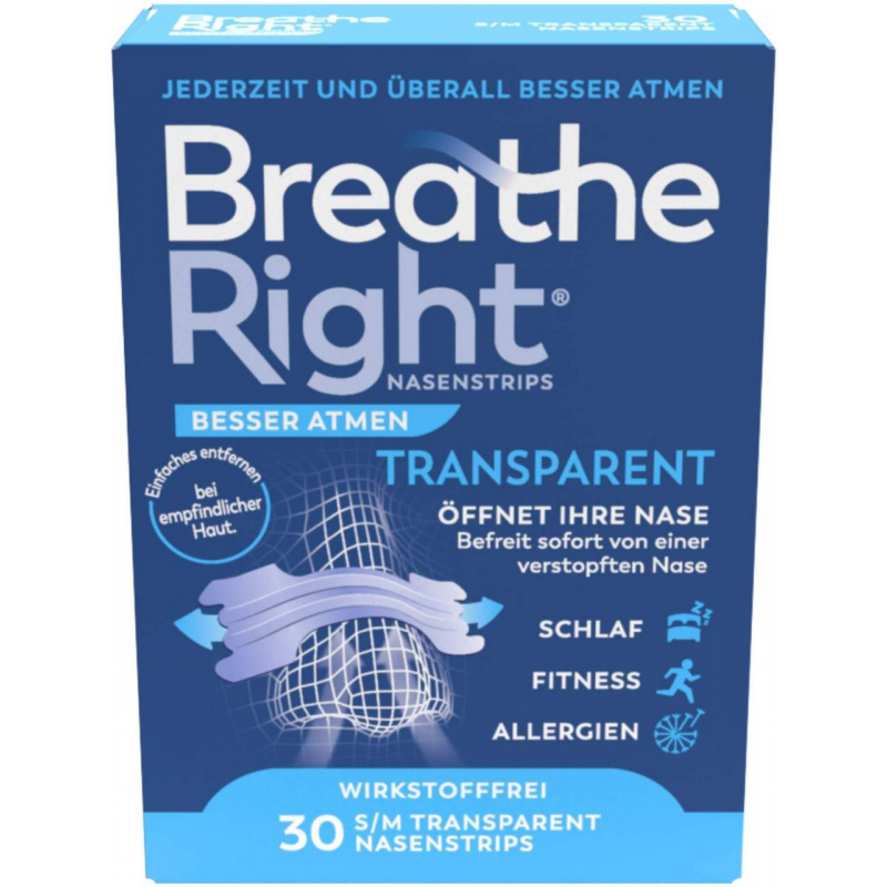 Besser Atmen Breathe Right 30 Nasenpflaster Normal Transparent