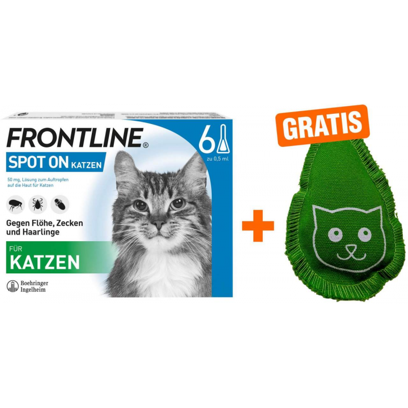 Frontline Spot on Katze 6 Pipetten + gratis Frontline Baldriankissen für Katzen