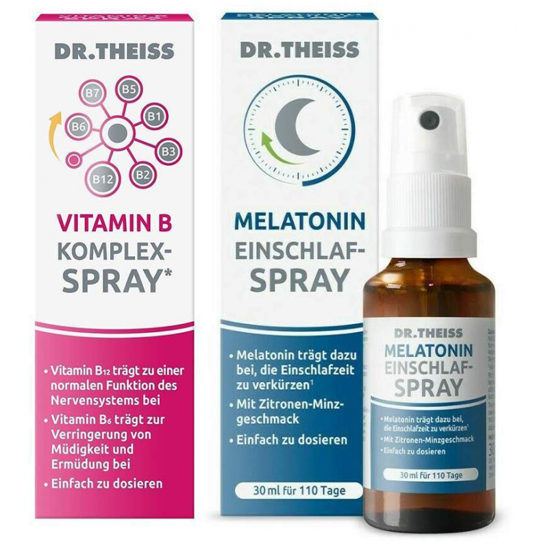 Dr.Theiss Vitamin B Komplex-Spray 30 ml + Melatonin Einschlaf-Spray 30 ml