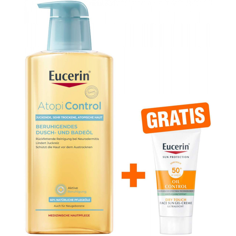 Eucerin AtopiControl Dusch- und Badeöl 400 ml + gratis Eucerin Sun Gel-Creme Oil Control 20 ml
