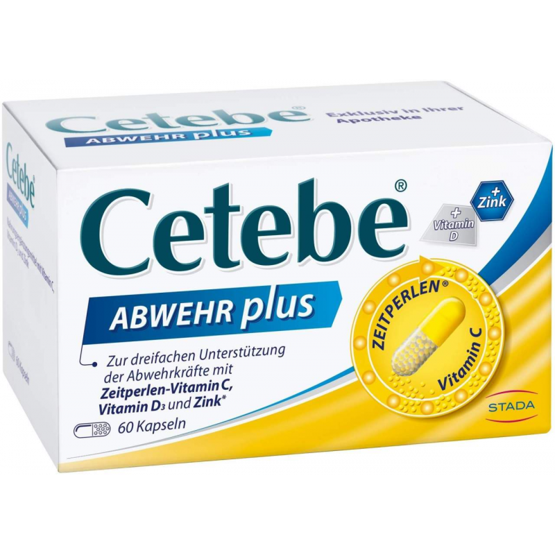 Cetebe Abwehr plus Vitamin C+Vitamin D3+ Zink 60 Kapseln