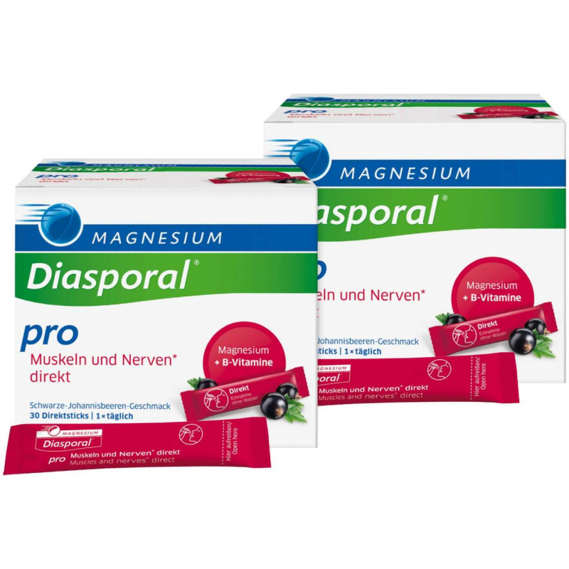 Magnesium Diasporal Pro Muskeln und Nerven direkt Direktgranulat 2 x 30 Sticks