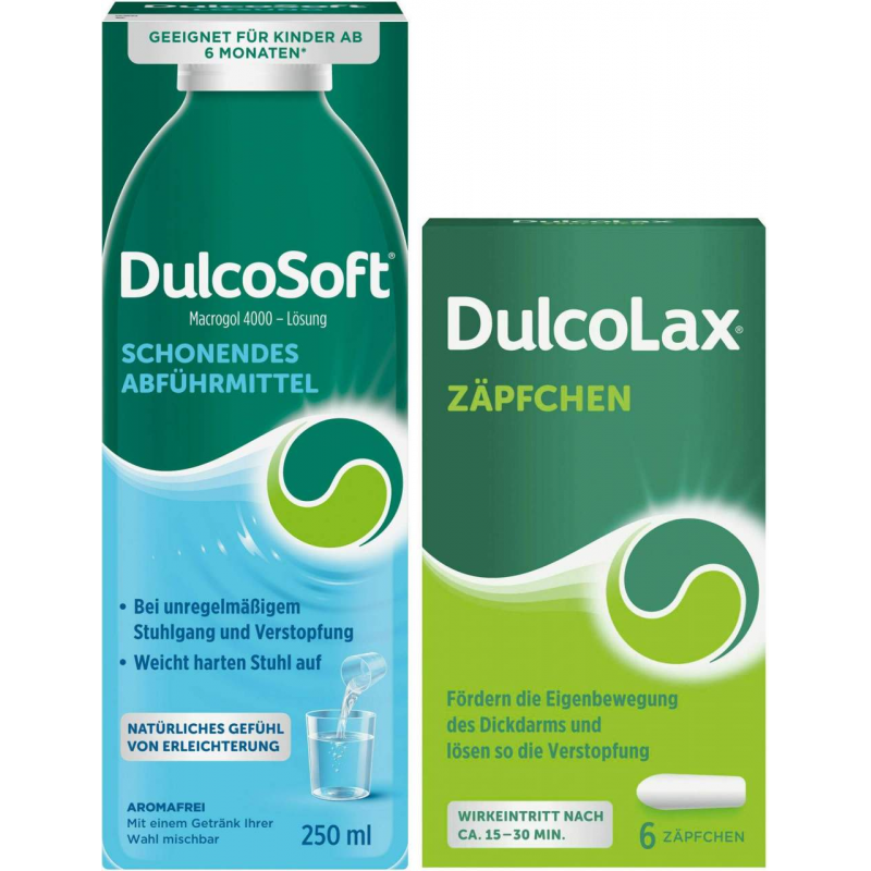 Dulcosoft Lösung 250 ml + Dulcolax Suppositorien 6 Stück