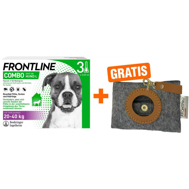 Frontline Combo Spot on Hund L 20-40 kg 3 Pipetten + gratis Frontline Hundekotbeutelspender