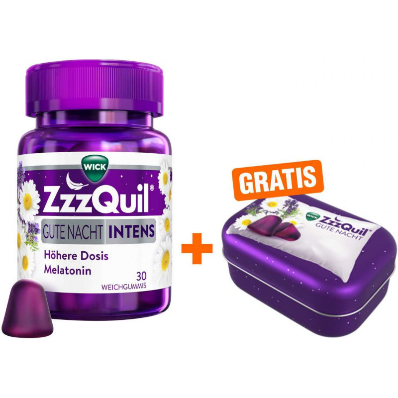Wick ZzzQuil Gute Nacht Intens 30 Stück + gratis Wick ZzzQuil Reise-Dose 1 Stück