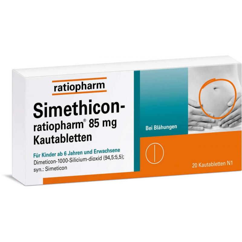 Simethicon-ratiopharm 85 mg 20 Kautabletten