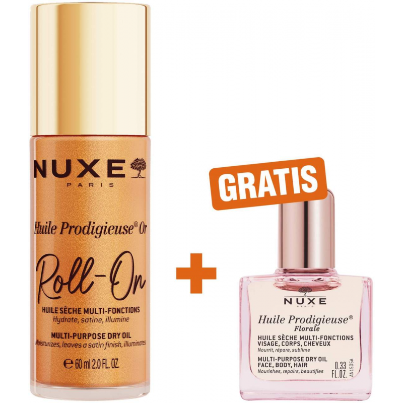 NUXE Huile Prodigieuse Or Roll-on 60 ml + gratis Huile Prodigieuse Florale 10 ml
