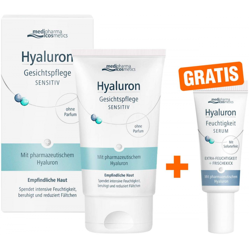 medipharma cosmetics Hyaluron Gesichtspflege sensitive 50 ml Creme + gratis Hyaluron Feuchtigkeit Serum 5 ml