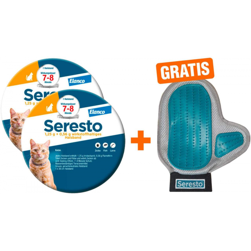 Seresto Halsband für Katzen 2 x 1 Stück + gratis Pflegehandschuh