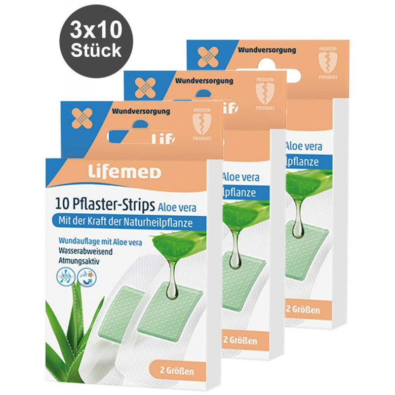 Pflaster-Strips Aloe Vera, 3 x 10 Stück, 2 Größen