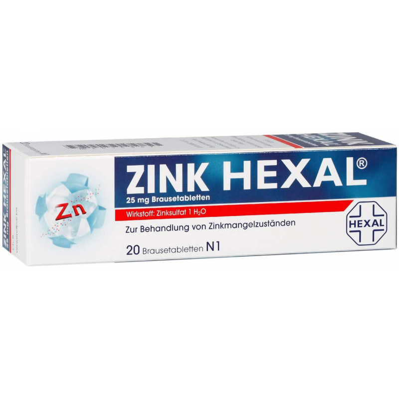 Zink Hexal 25 mg 20 Brausetabletten