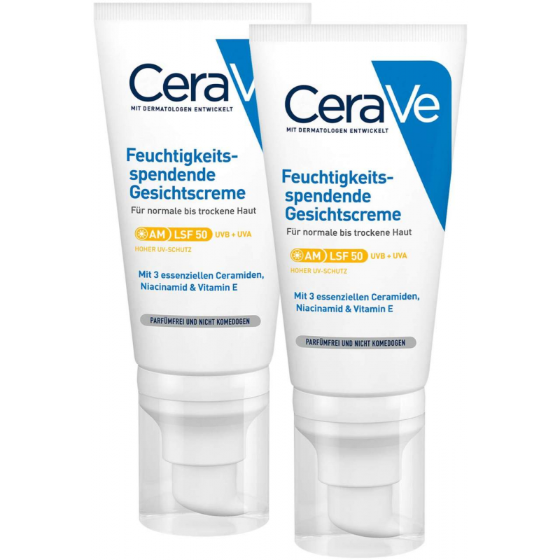 CeraVe Feuchtigkeitsspendende Gesichtscreme LSF 50 2 x 52 ml