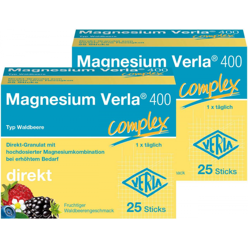 Magnesium Verla 400 Waldbeere Direkt-Granulat 2 x 25 Sticks