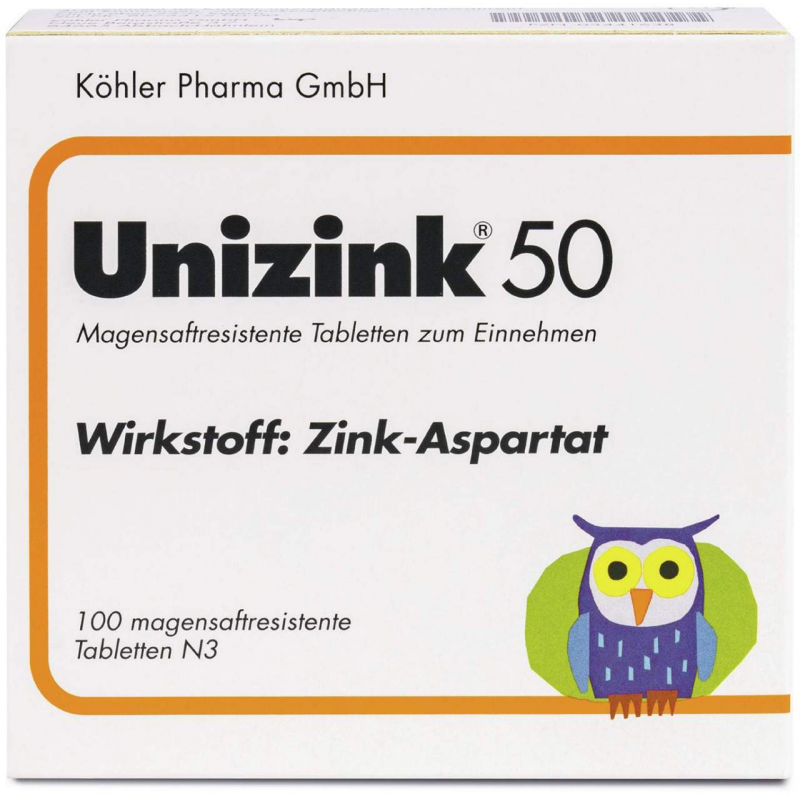 Unizink 50 magensaftresistente Tabletten 100 Stück