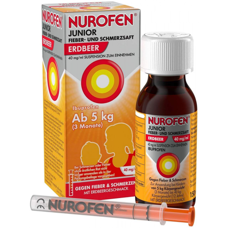 Nurofen Junior Fieber- & Schmerzsaft 40 mg pro 1 ml Erdbeere 150 ml