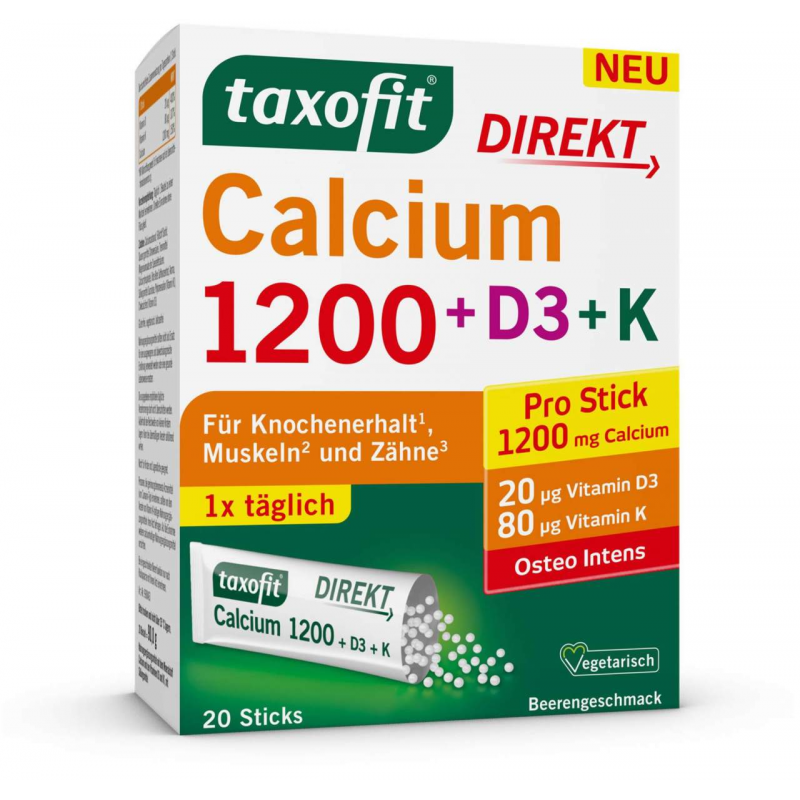 Taxofit Calcium 1200+D3+K Direkt 20 Sticks