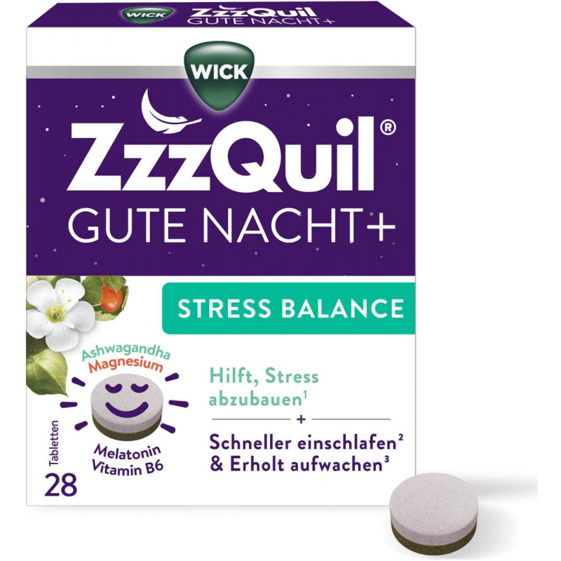 WICK ZzzQuil Gute Nacht+ Stress Balance 28 Tabletten
