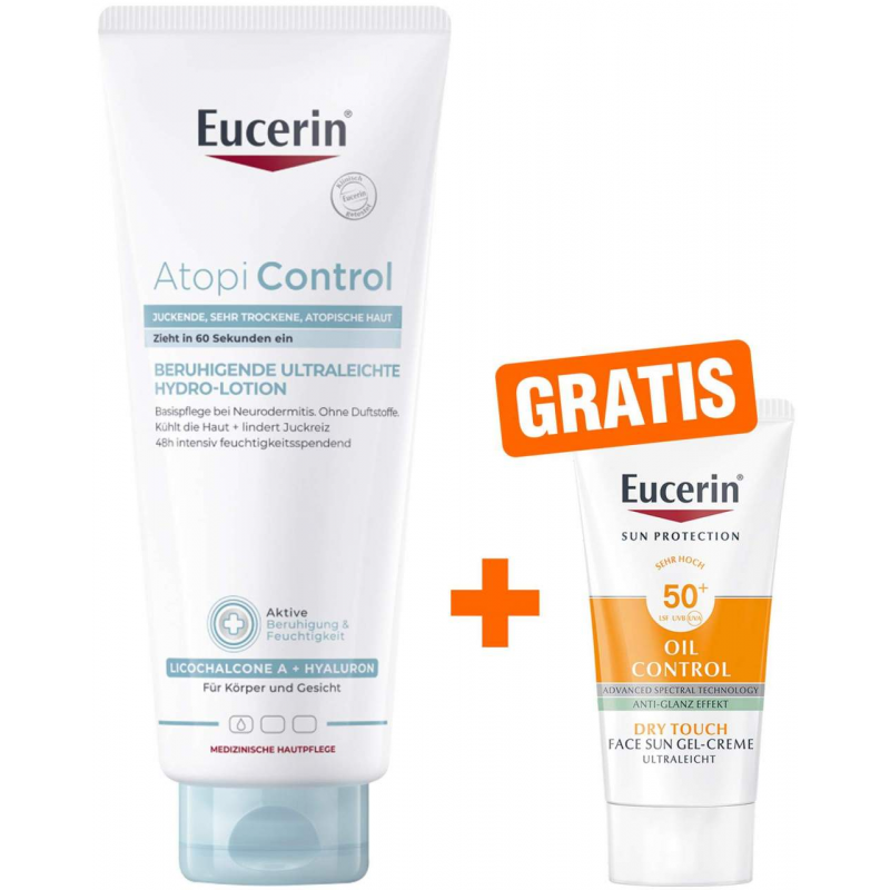 Eucerin AtopiControl Hydro-Lotion 400 ml + gratis Eucerin Sun Gelcreme Oil Control 20 ml