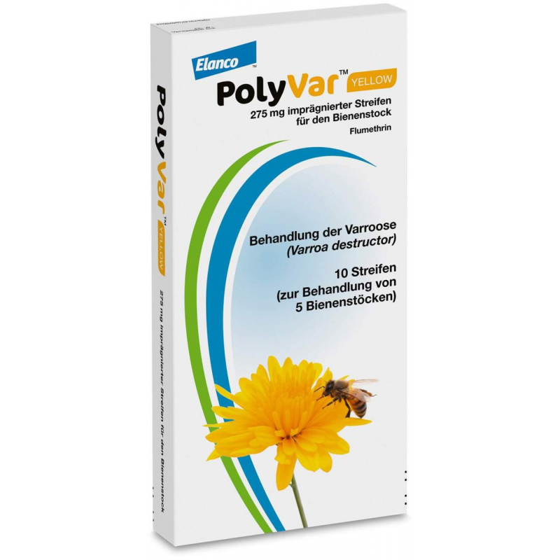 Polyvar Yellow 275 mg imprägnierter Streifen für den Bienenstock 10 Streifen