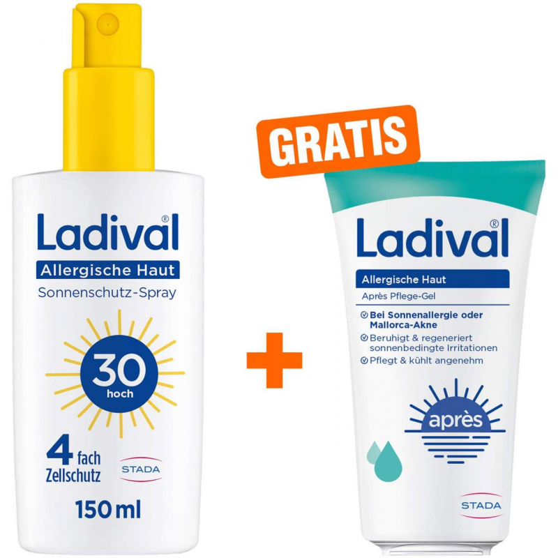 Ladival allergische Haut Sonnenschutz-Spray LSF 30 150 ml + gratis allergische Haut Apres Pflege Gel 50 ml