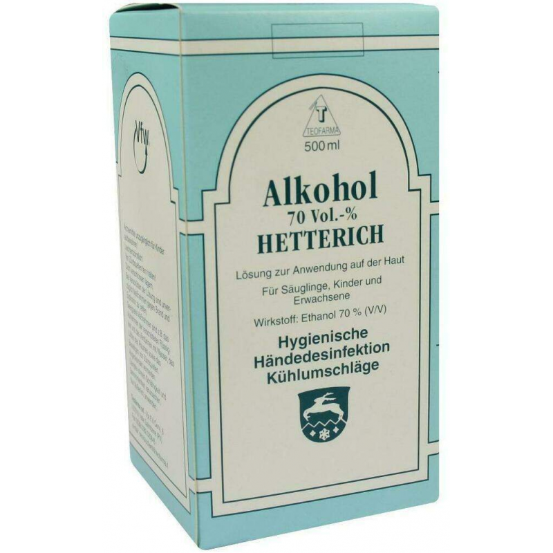 Alkohol 70% V°v Hetterich 500 ml