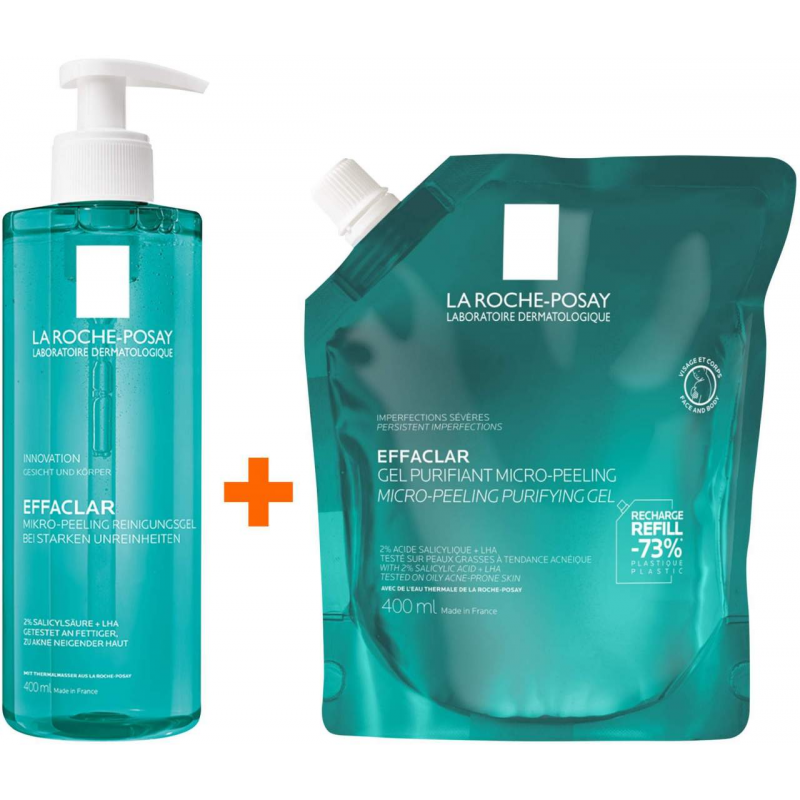 La Roche Posay Effaclar Mikro-Peeling Reinigungsgel 400 ml + Effaclar Mikro-Peeling Reinigungsgel 400 ml Refill