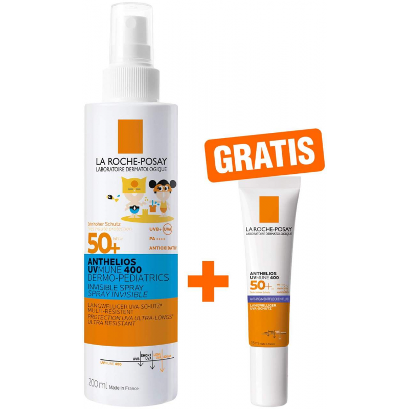 La Roche Posay Anthelios Dermo-Kids Invisible UVMune 400 LSF50 200 ml Spray + gratis Anthelios Anti-Pigment Fluid 15 ml