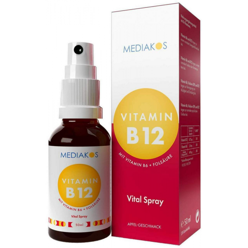 Vitamin B12 + B6 + Folsäure Mediakos Vital Spray 50 ml