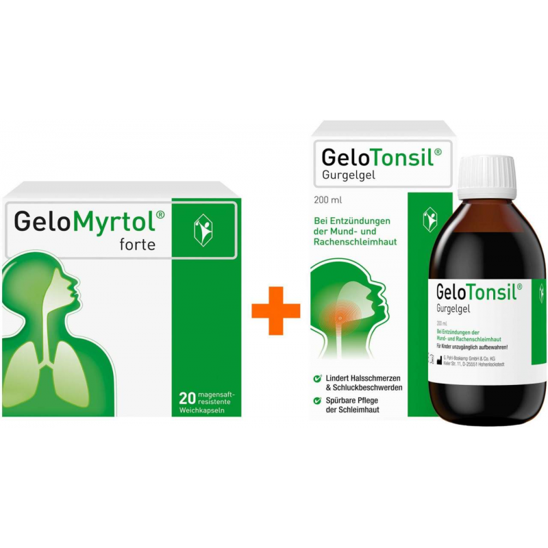 Gelomyrtol forte 20 Kapseln + Gelo Tonsil Gurgelgel 200 ml