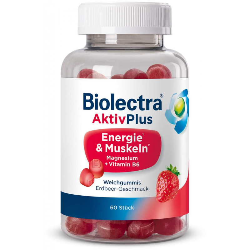 Biolectra AktivPlus Energie & Muskeln Erdbeere 60 Weichgummis