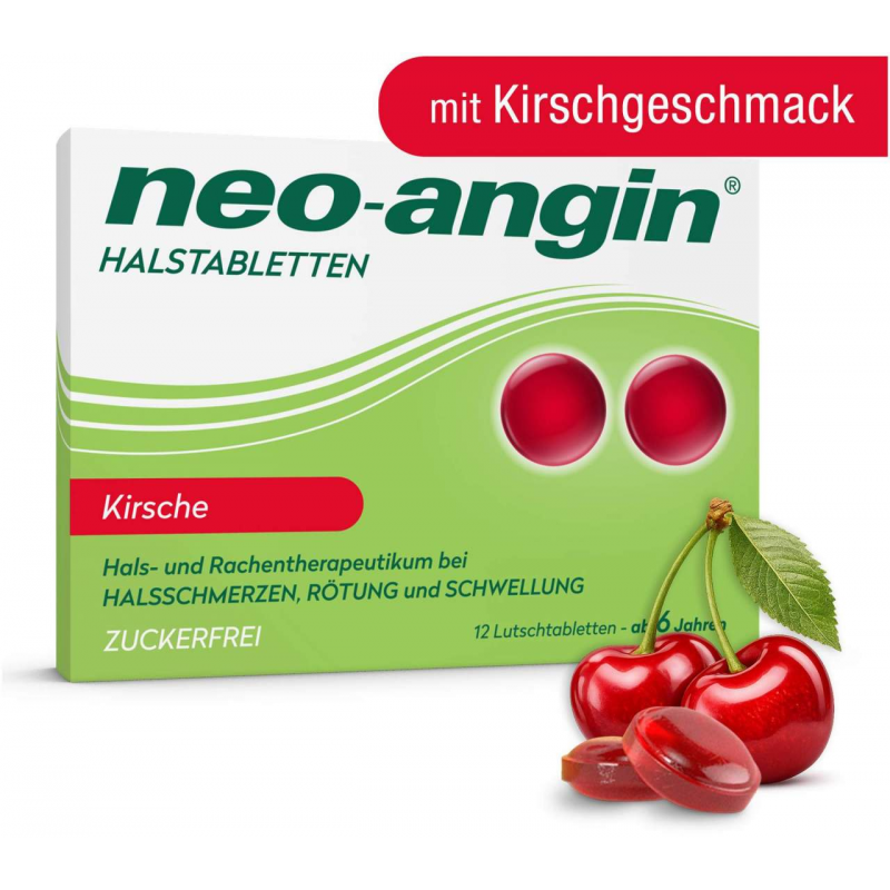 Neo Angin Halstabletten Kirsche Zuckerfrei 12 Lutschtabletten