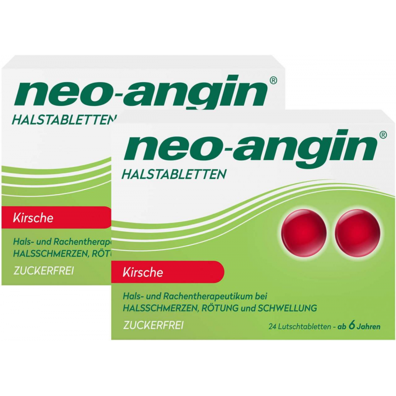 Neo Angin Halstabletten Kirsche zuckerfrei 2 x 24 Stück