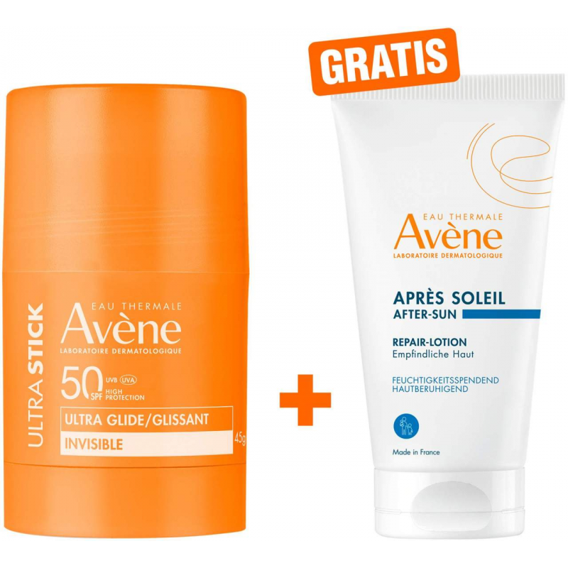 Avene Ultra Stick Invisible SPF 50 45 g + gratis Avene Repair-Lotion nach der Sonne 50 ml