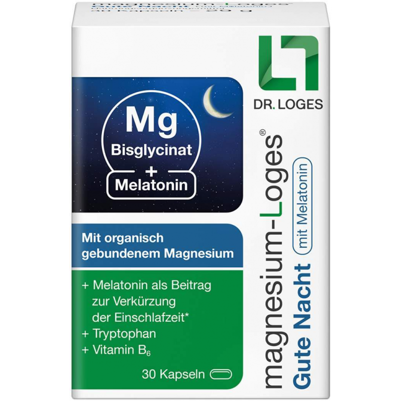 Magnesium-Loges Gute Nacht mit Melatonin 30 Kapseln