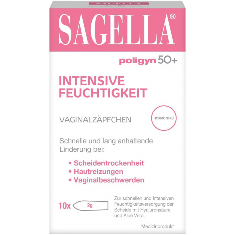 Sagella poligyn 50+ intensive Feuchtigkeit Ovula 10 x 2 g Zäpfchen