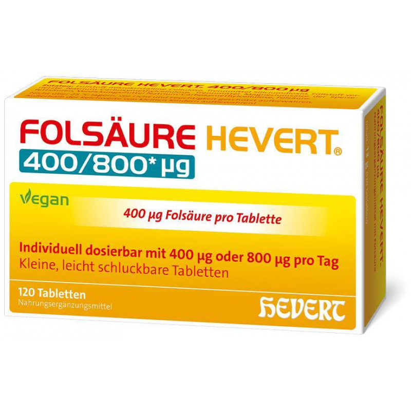Folsäure Hevert 400-800 µg 120 Tabletten