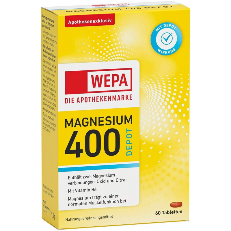 WEPA Magnesium 400 + B6 Depot 60 Tabletten