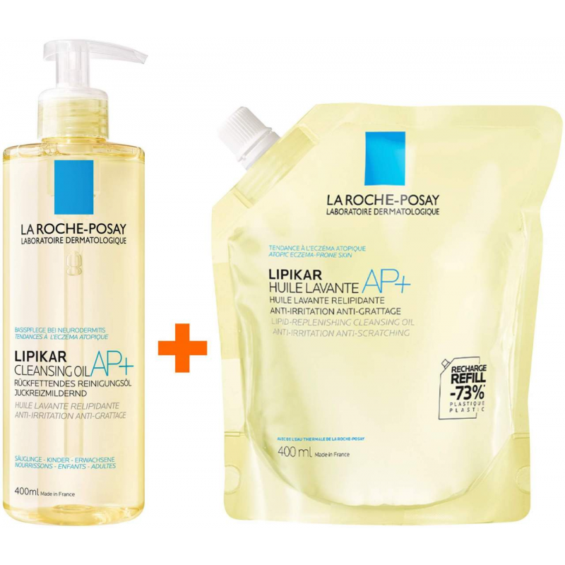 La Roche Posay Lipikar Dusch- und Badeöl AP+ 400 ml + La Roche Posay Lipikar Dusch- und Badeöl AP+ 400 ml Refill