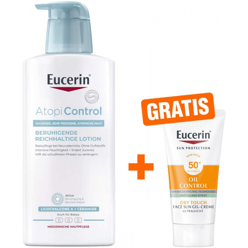 Eucerin AtopiControl Lotion 400 ml + gratis Eucerin Sun gelcreme Oil Control 20 ml
