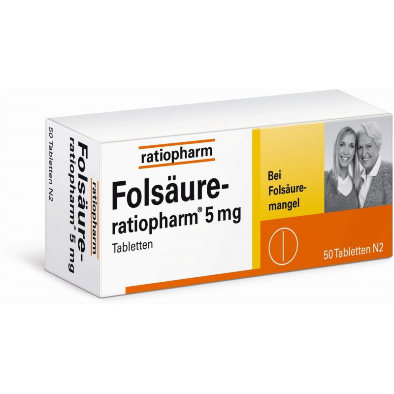 Folsäure-ratiopharm 5 mg 50 Tabletten