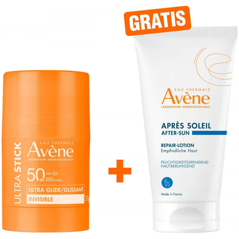Avene Ultra Stick Invisible SPF 50 20 g + gratis Avene Repair-Lotion nach der Sonne 50 ml