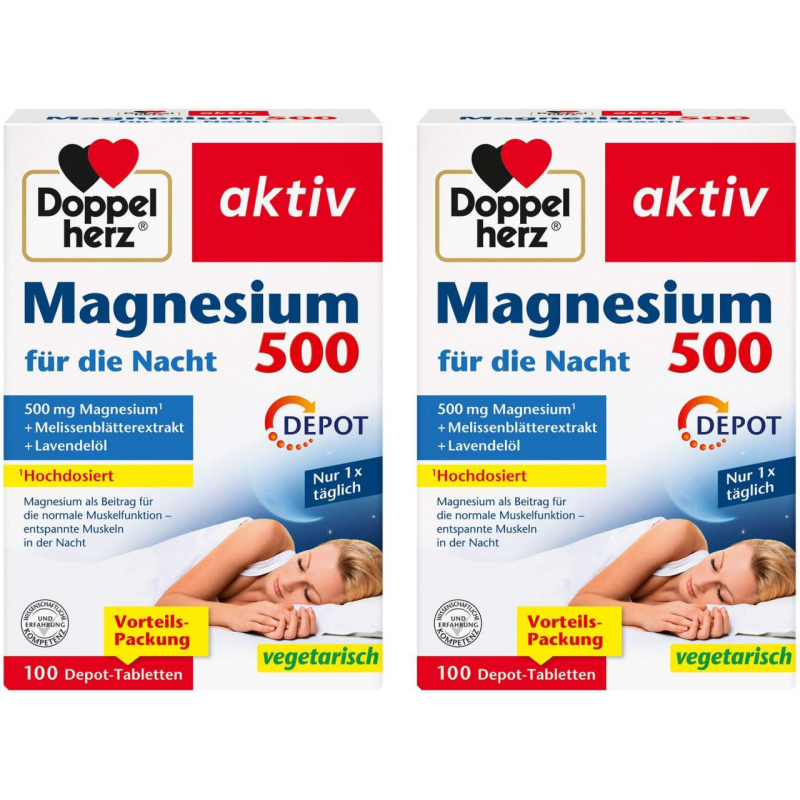 Doppelherz Magnesium 500 für die Nacht 2 x 100 Depot-Tabletten
